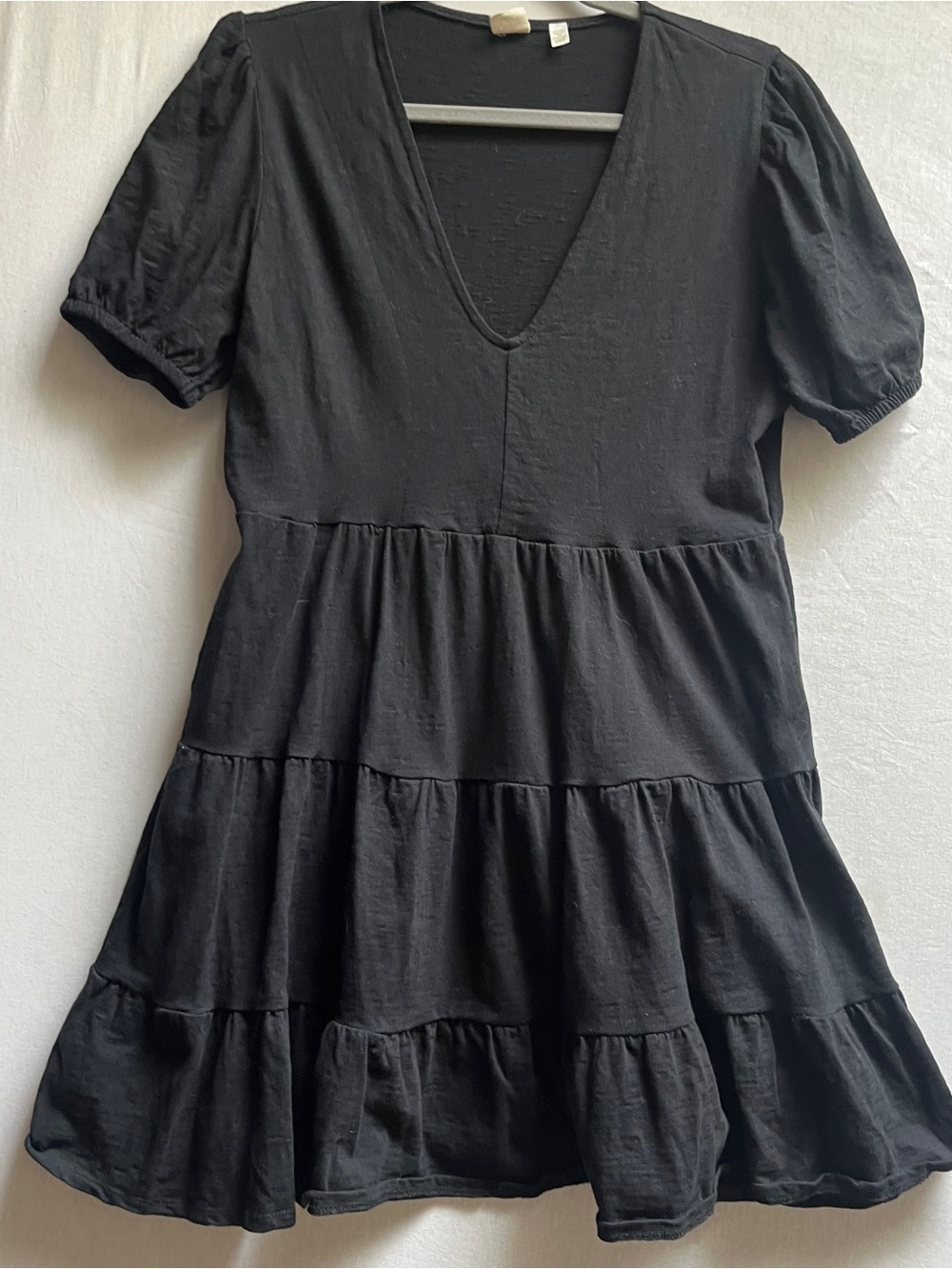 Oak + Ivy V-Neck Tiered Babydoll Cotton Mini Dress S